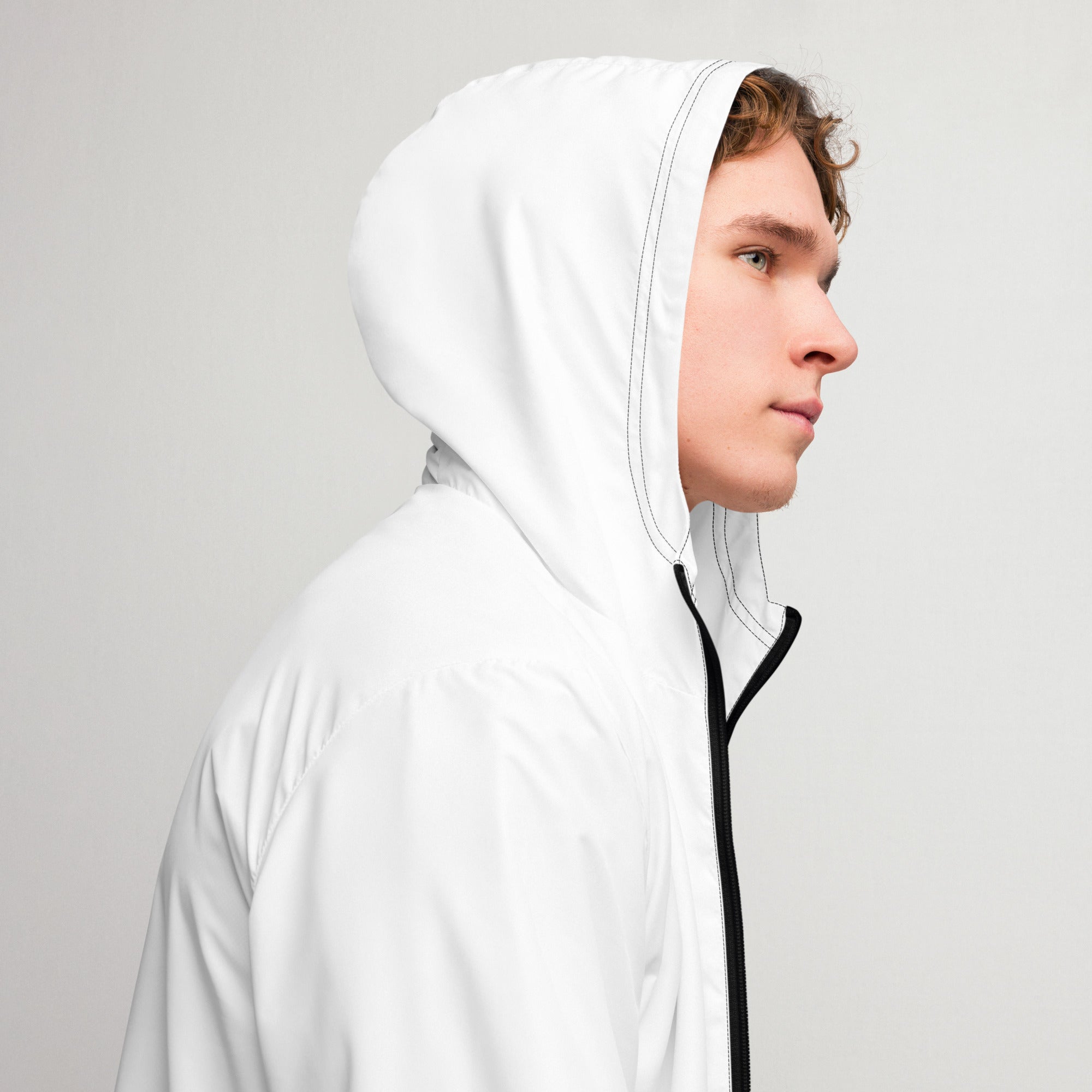 Coupe-vent impermeable homme streetwear LB noir, vue de profil droit