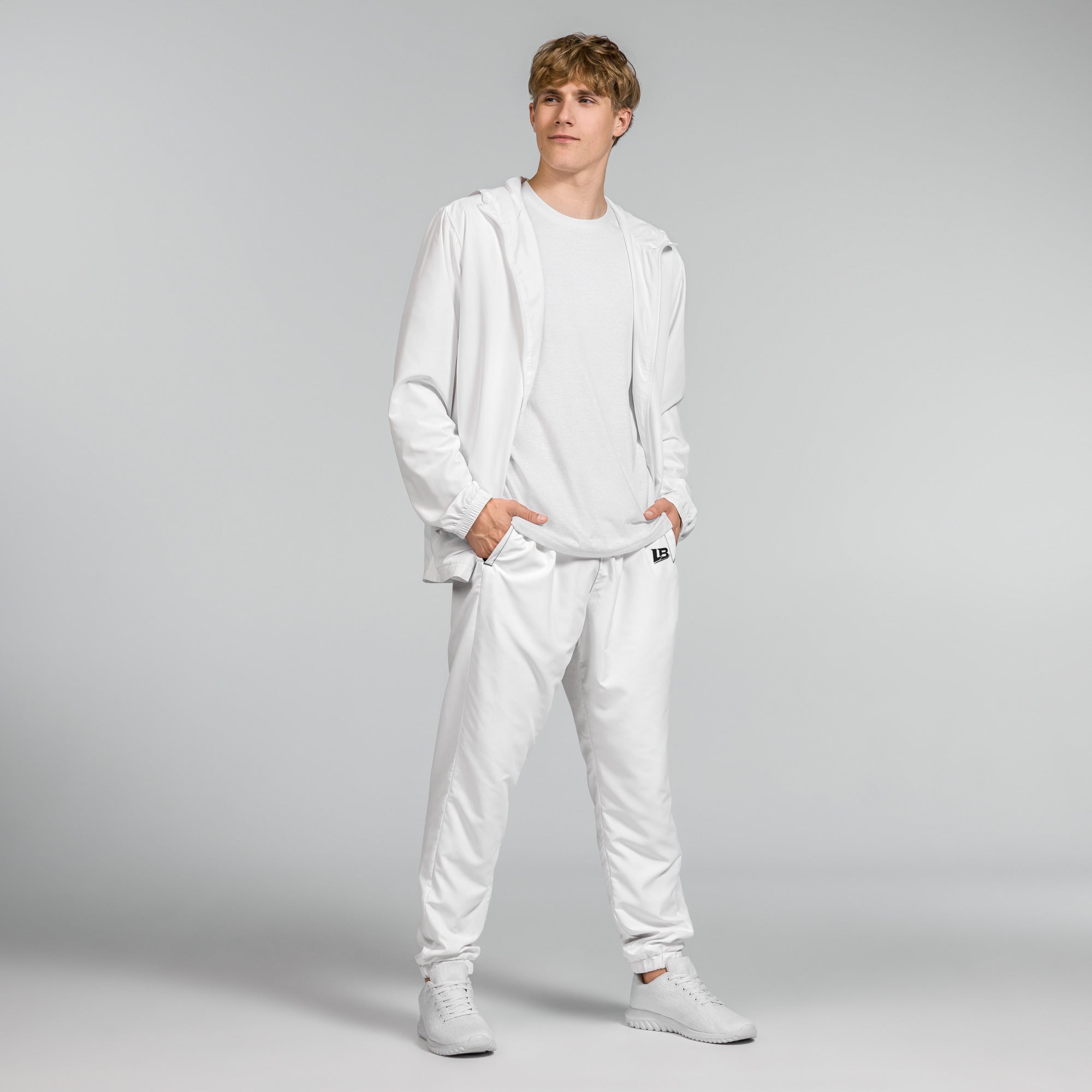 Pantalon de jogging streetwear unisexe LB noir, vue de face alternative