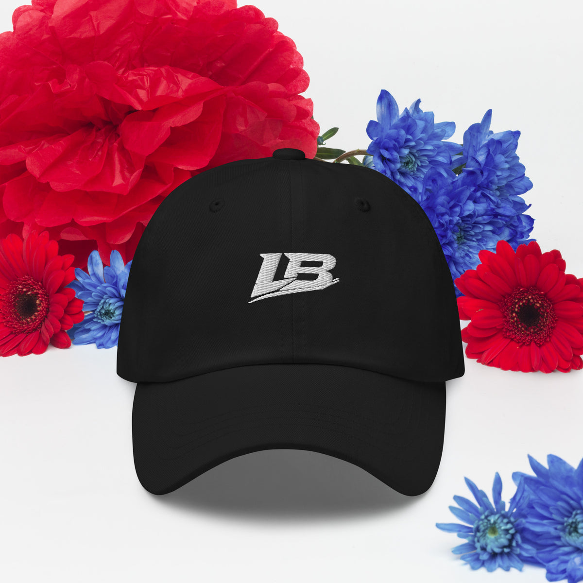 Casquette dad hat unisexe streetwear LB coloris black, vue de face