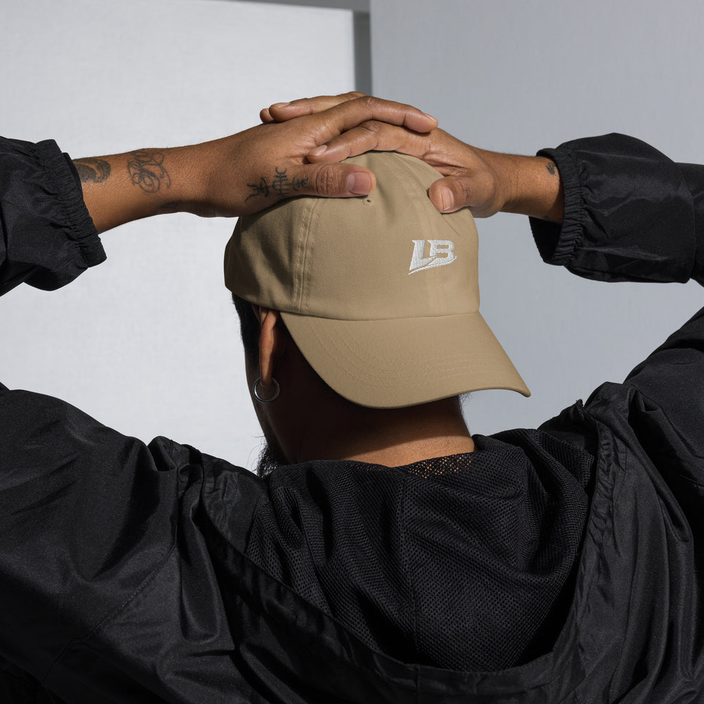 Casquette dad hat unisexe streetwear LB coloris khaki, vue de face