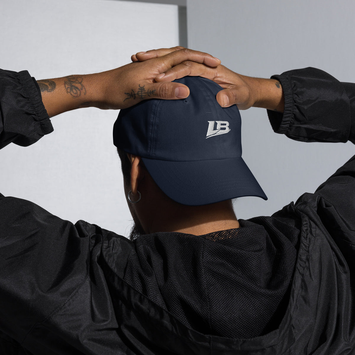Casquette dad hat unisexe streetwear LB coloris navy, vue de face