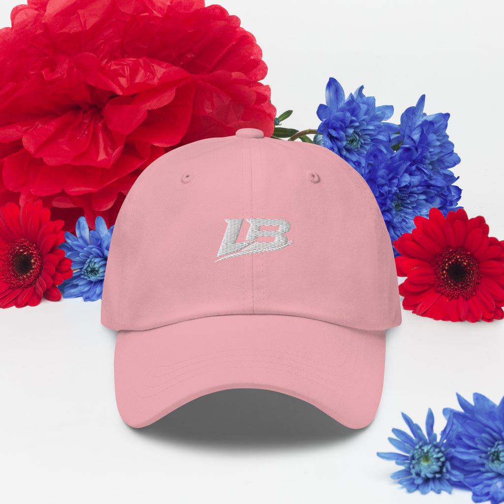 Casquette dad hat unisexe streetwear LB coloris pink, vue de face