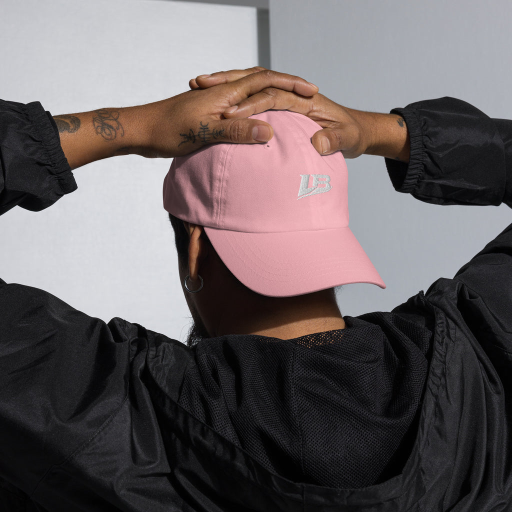Casquette dad hat unisexe streetwear LB coloris pink, vue de face