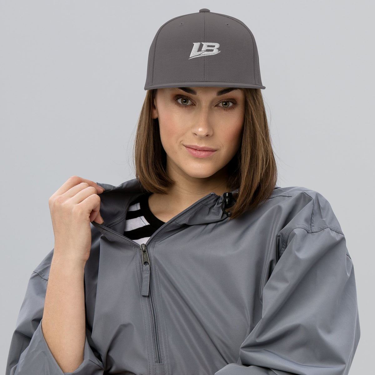 Casquette snapback unisexe streetwear LB coloris dark grey, vue de face