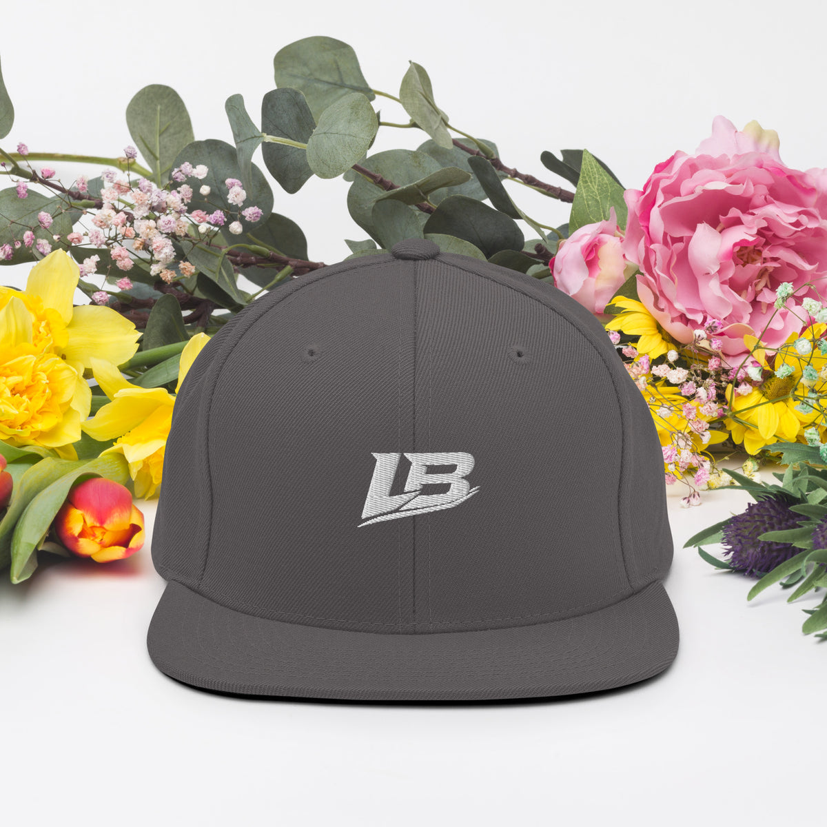 Casquette snapback unisexe streetwear LB coloris dark grey, vue de face