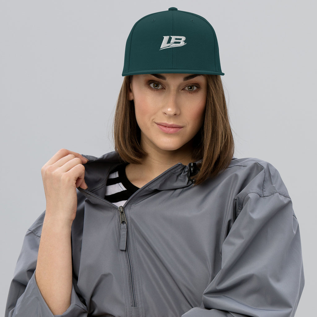 Casquette snapback unisexe streetwear LB coloris spruce, vue de face