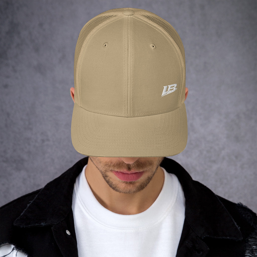 Casquette trucker streetwear unisexe LB kaki, vue de face
