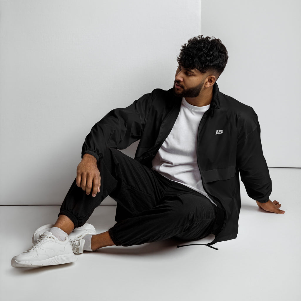 Coupe-vent leger unisexe streetwear LB noir, vue de face
