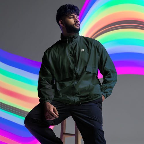 Coupe-vent leger unisexe streetwear LB vert foret, vue de face
