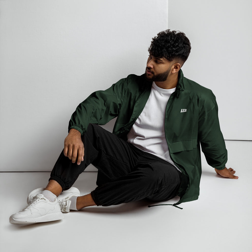 Coupe-vent leger unisexe streetwear LB vert foret, vue de face alternative
