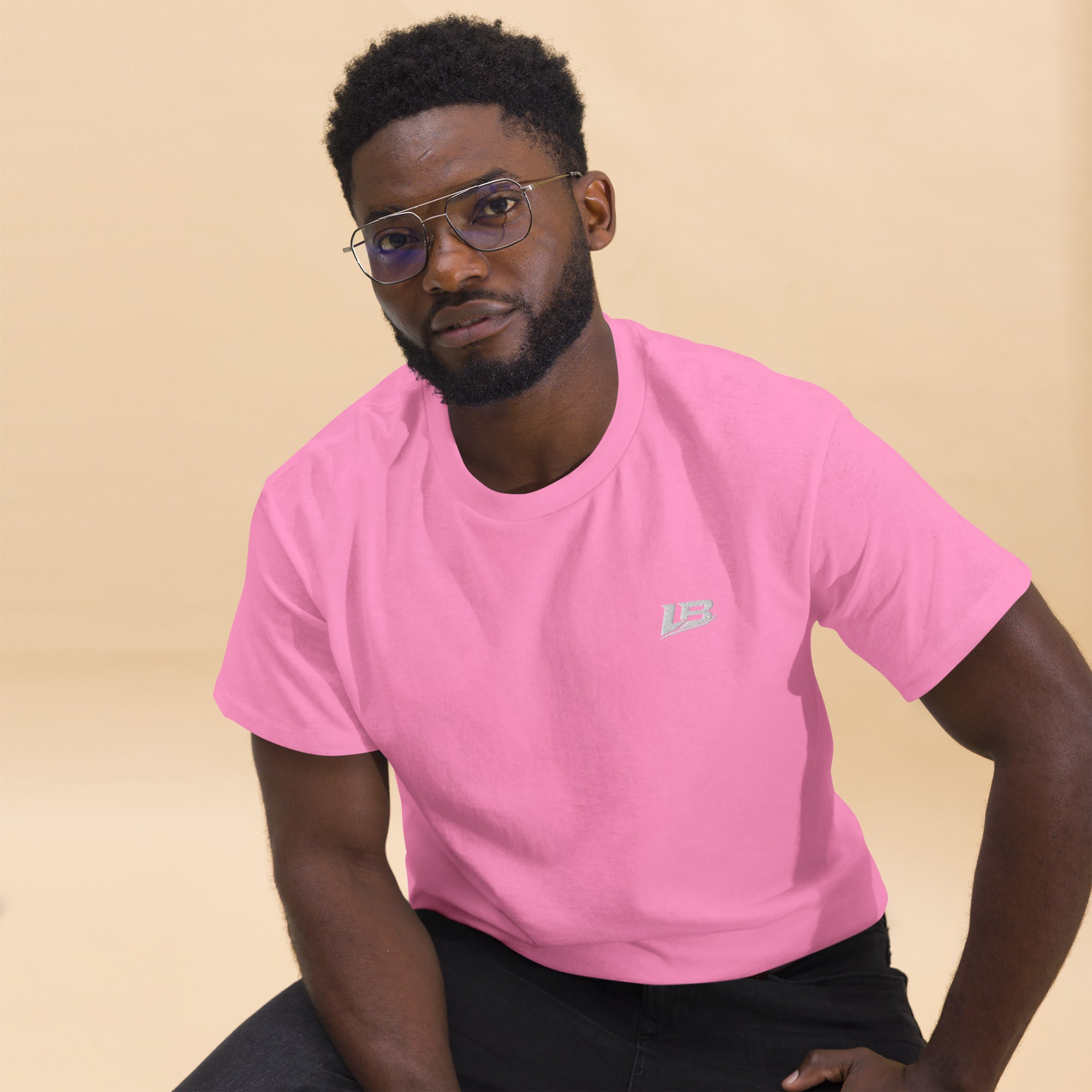 T-shirt basique unisexe streetwear LB coloris azalea, vue de face alternative