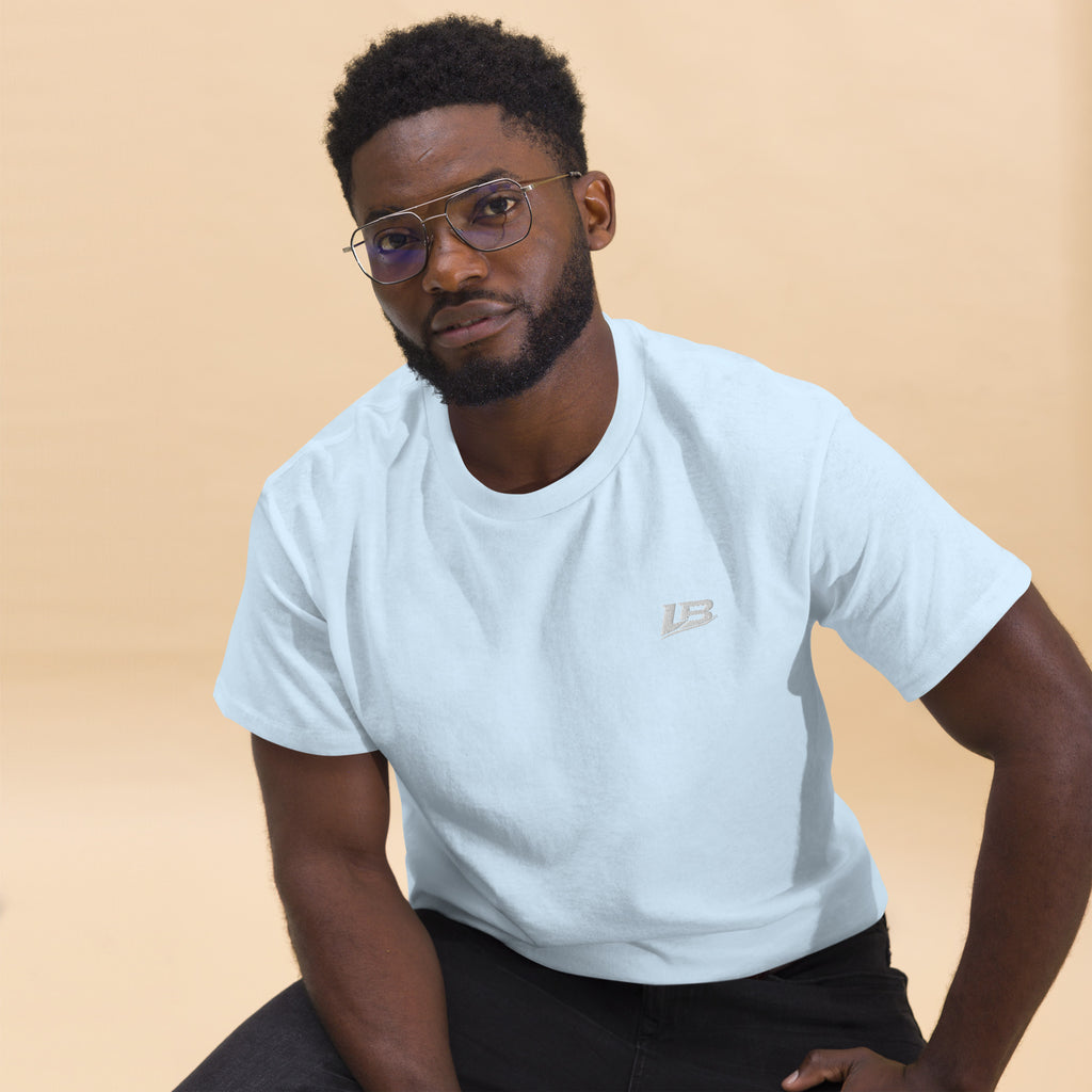 T-shirt basique unisexe streetwear LB coloris bleu clair, vue de face alternative