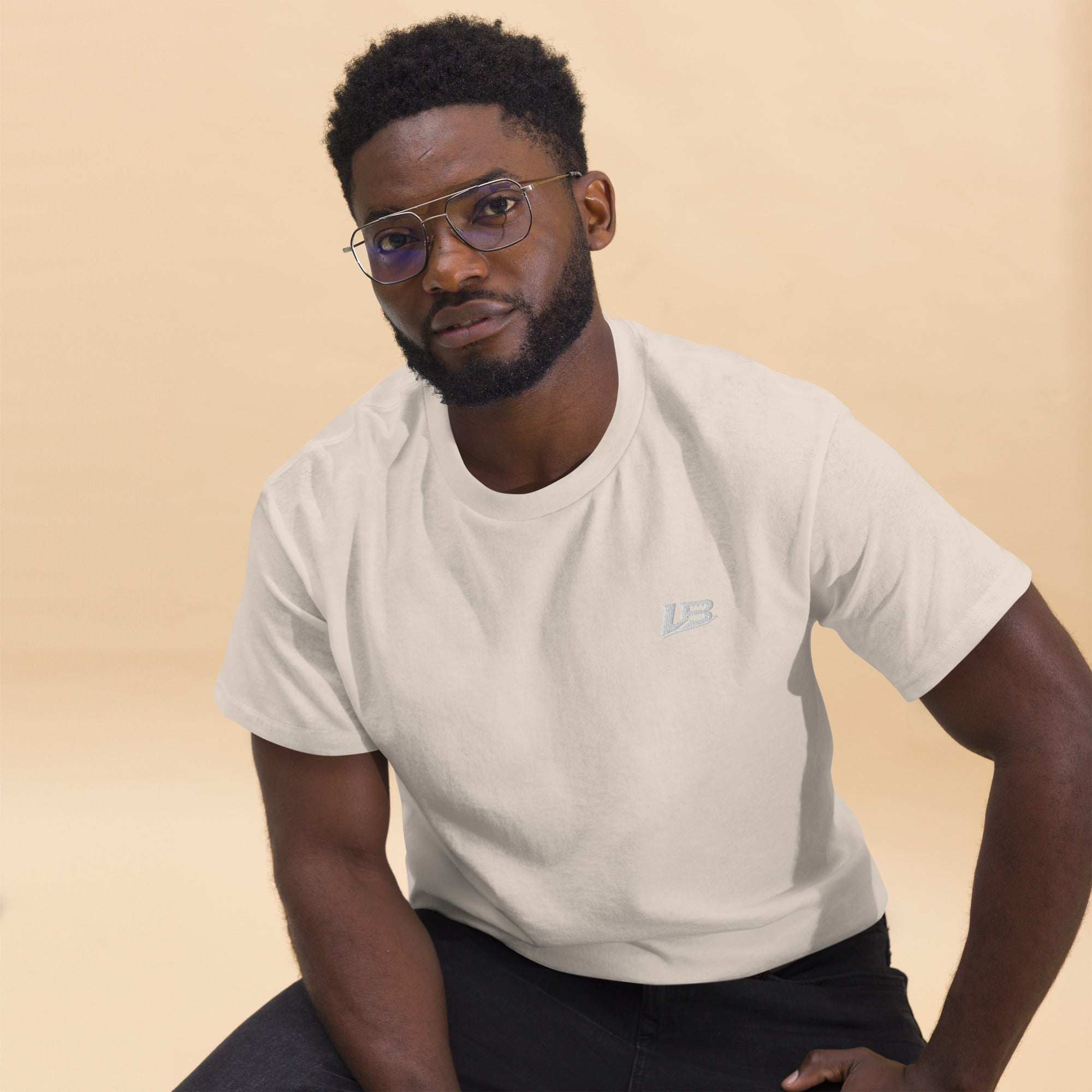 T-shirt basique unisexe streetwear LB coloris naturel, vue de face alternative