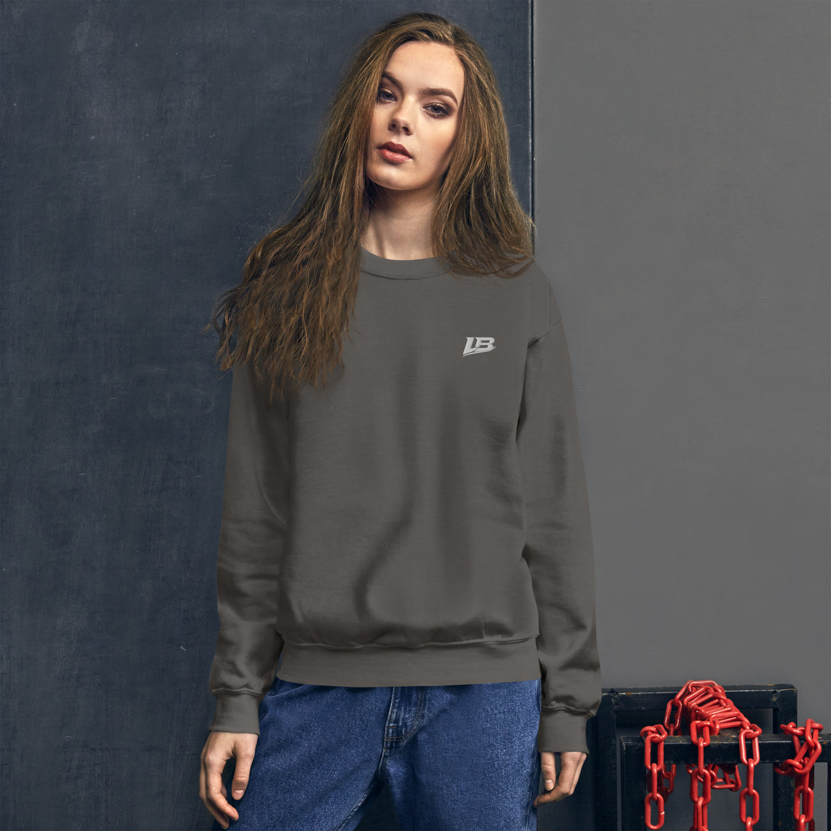 Sweat col rond épais unisexe LB coloris Anthracite, vue de face