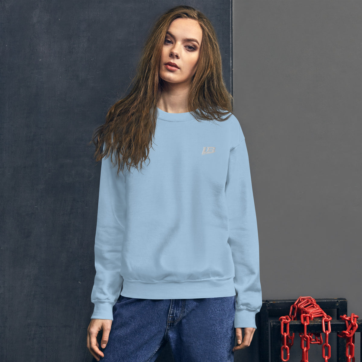 Sweat col rond épais unisexe LB coloris Bleu Clair, vue de face