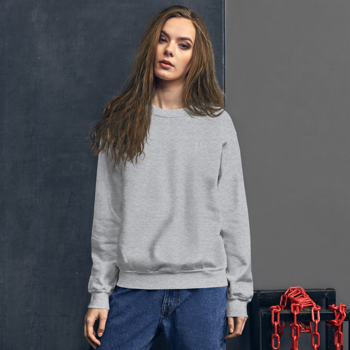 Sweat col rond épais unisexe LB coloris Gris Sport, vue de face