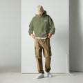 Hoodie oversize unisexe streetwear LB coloris vert militaire, vue de face