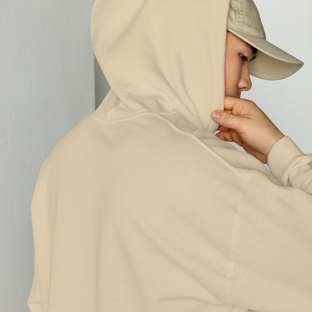 Hoodie oversize unisexe streetwear LB coloris sable, vue de dos