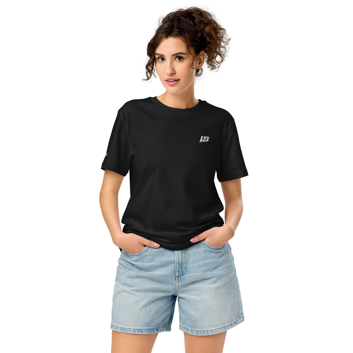 T-shirt bio écoresponsable unisexe LB coloris Noir, vue de face (vue 2)