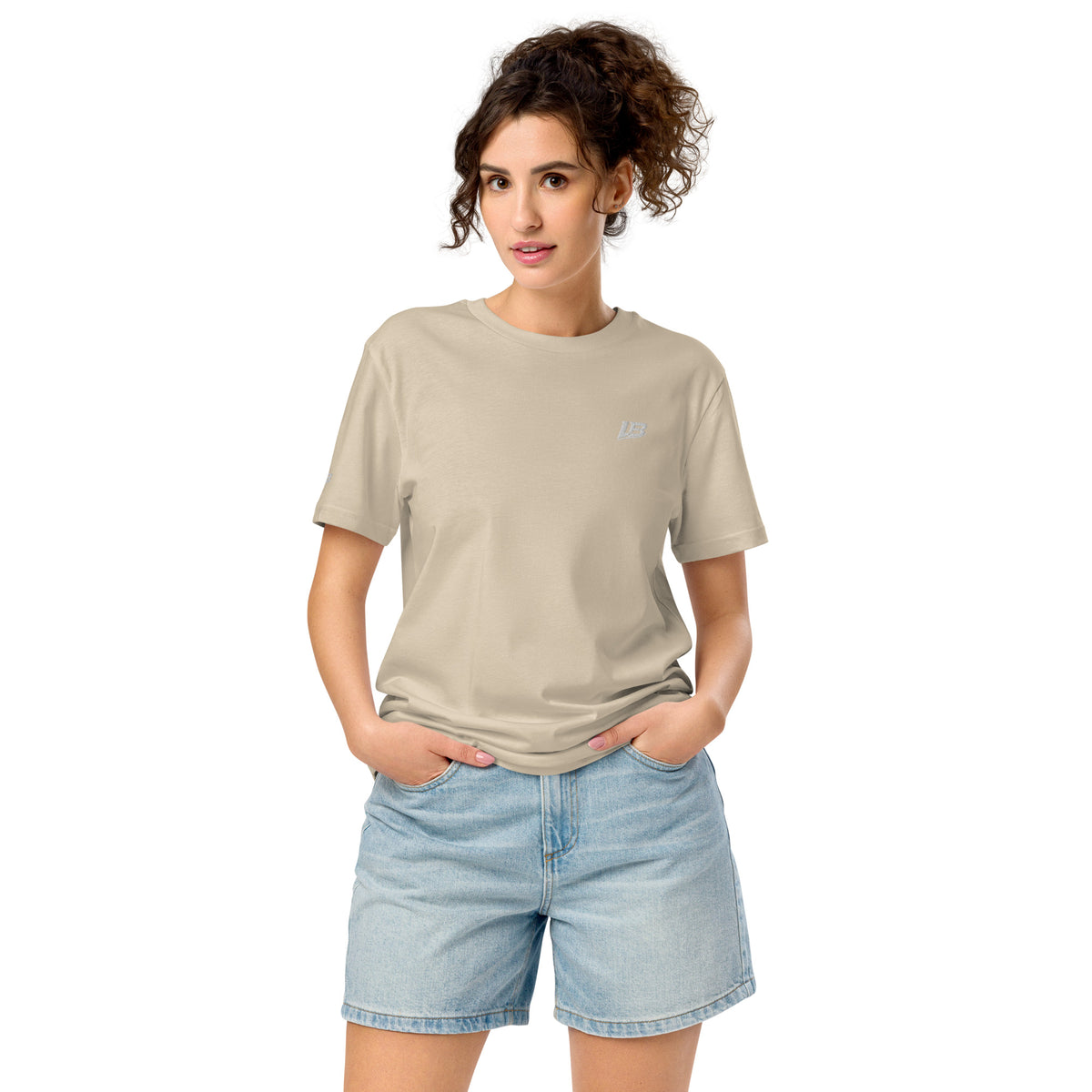 T-shirt bio écoresponsable unisexe LB coloris Desert Dust, vue de face (vue 2)