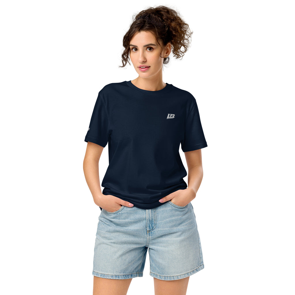 T-shirt bio écoresponsable unisexe LB coloris French Navy, vue de face (vue 2)