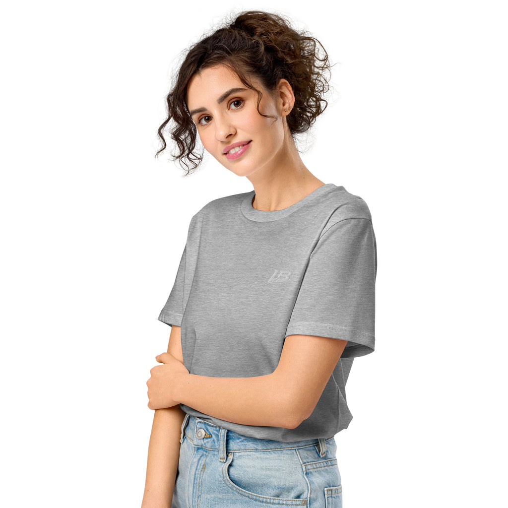 T-shirt bio écoresponsable unisexe LB coloris Gris Chiné, vue de trois-quarts gauche