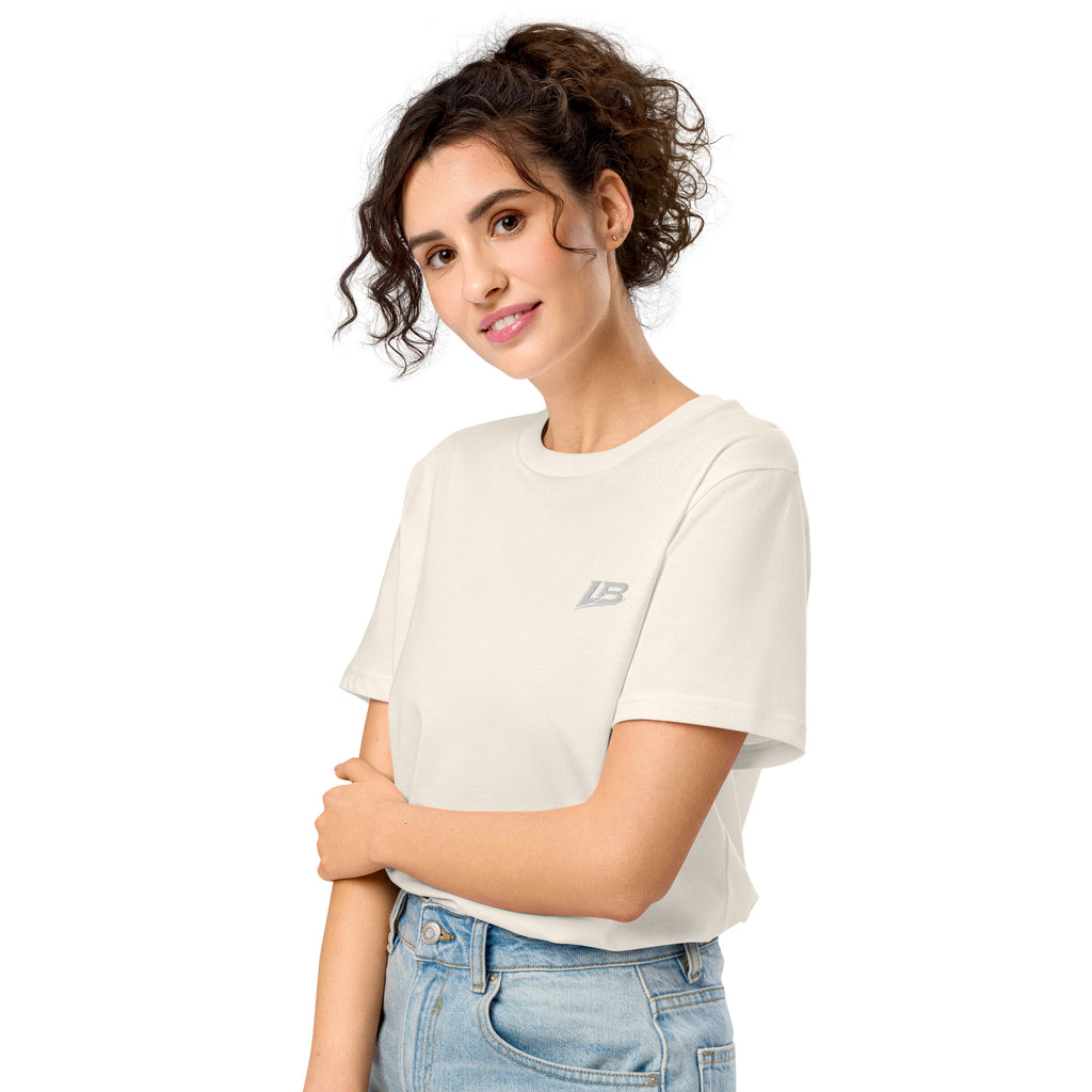 T-shirt bio écoresponsable unisexe LB coloris Vintage White, vue de trois-quarts gauche