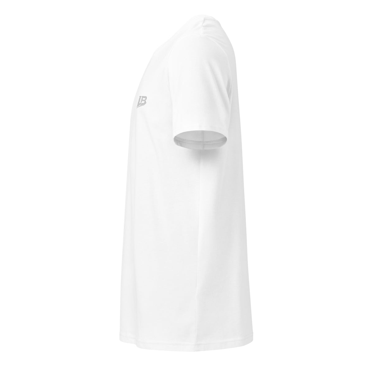 T-shirt bio écoresponsable unisexe LB coloris Blanc, vue de profil gauche