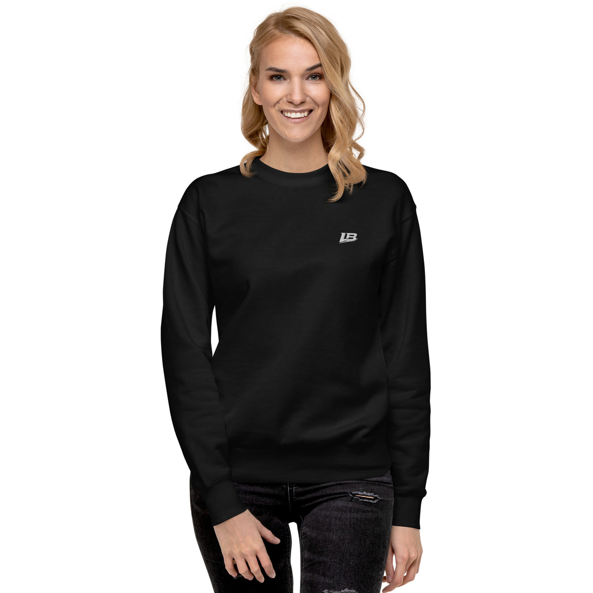 Sweatshirt premium unisexe streetwear LB coloris black, vue de face alternative