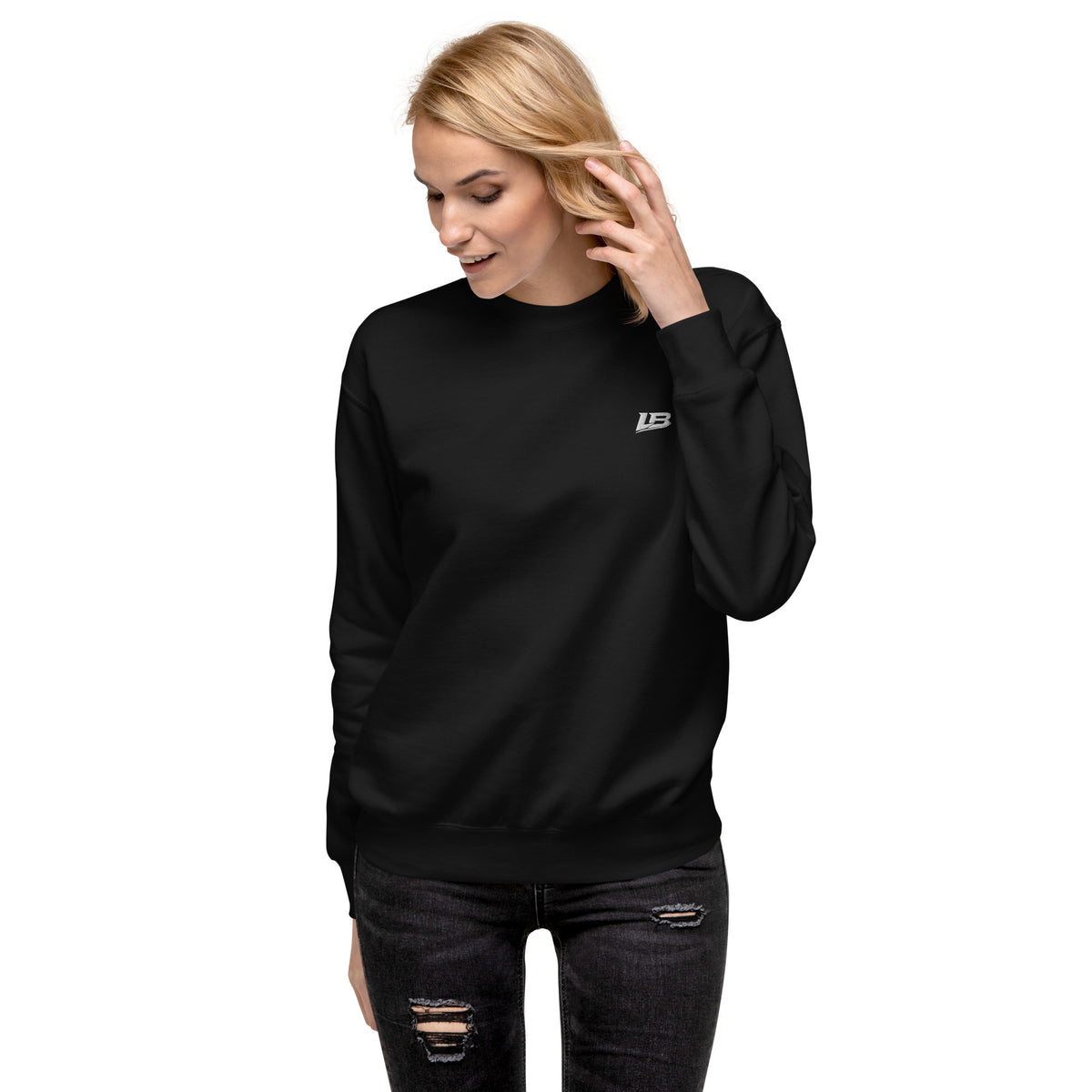 Sweatshirt premium unisexe streetwear LB, vue de face