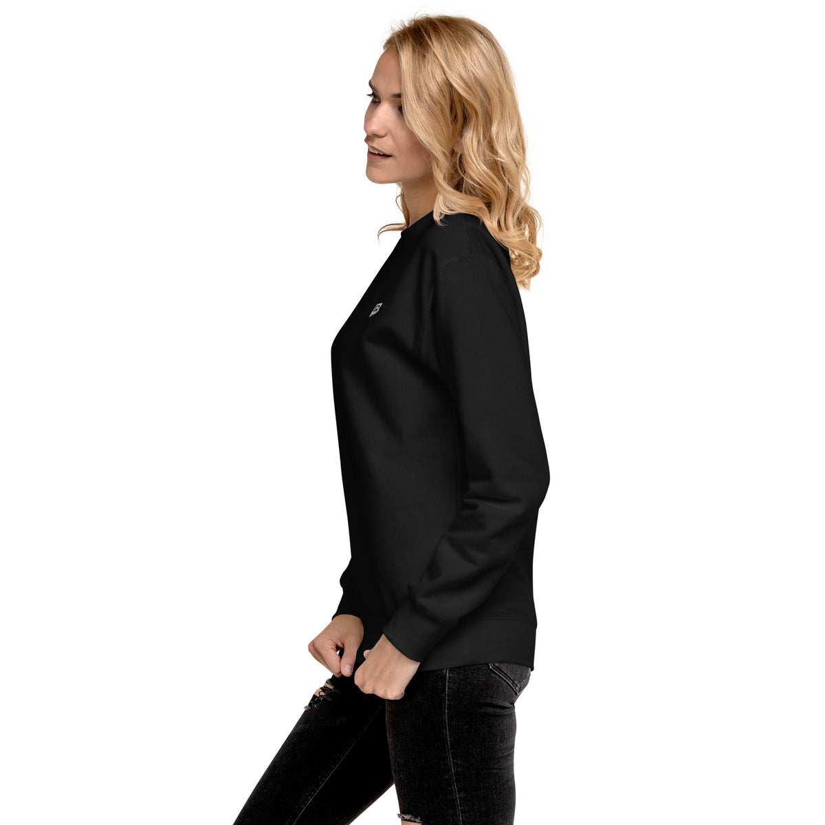 Sweatshirt premium unisexe streetwear LB coloris black, vue de profil gauche