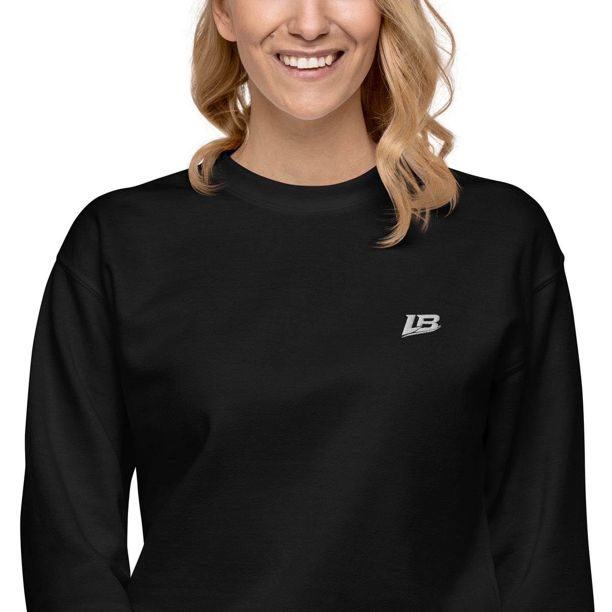 Sweatshirt premium unisexe streetwear LB coloris black, détail du tissu (vue 2)