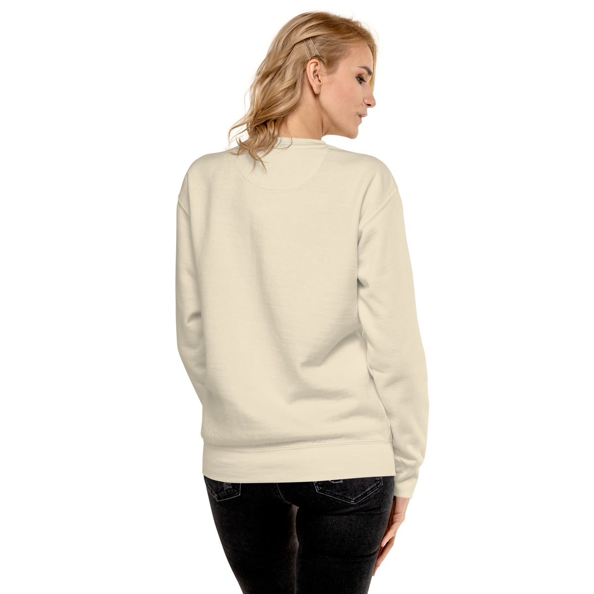 Sweatshirt premium unisexe streetwear LB coloris bone, vue de dos