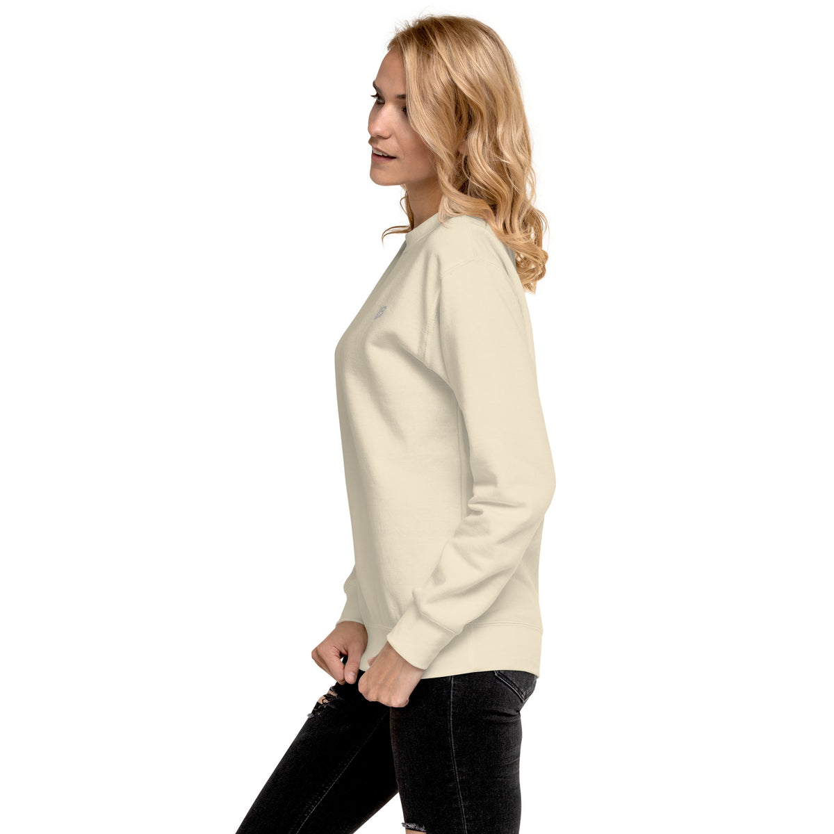 Sweatshirt premium unisexe streetwear LB coloris bone, vue de profil gauche