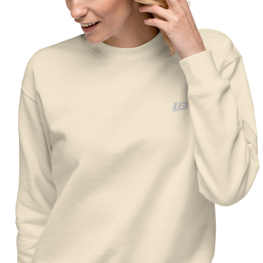 Sweatshirt premium unisexe streetwear LB coloris bone, détail du tissu