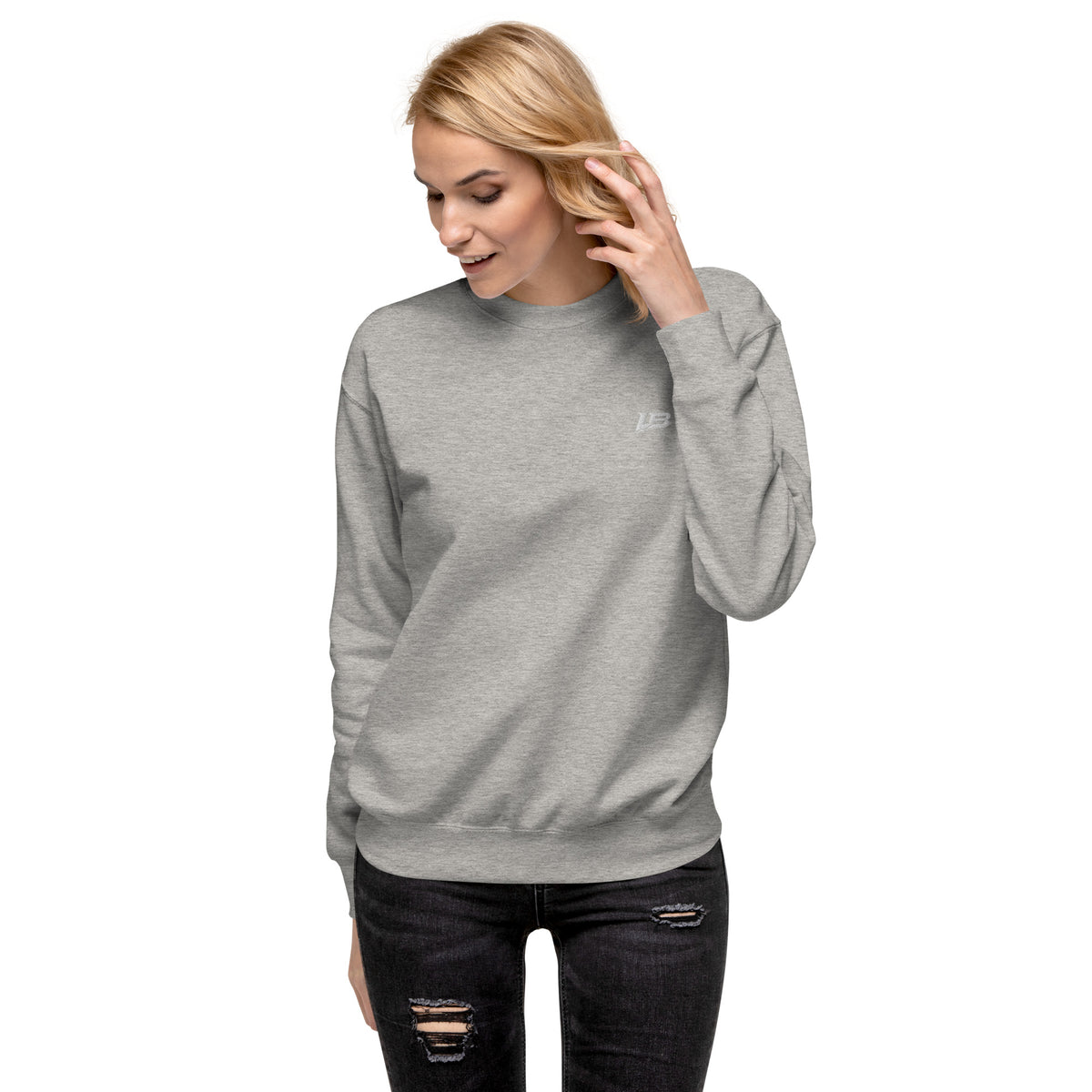 Sweatshirt premium unisexe streetwear LB coloris carbon grey, vue de face