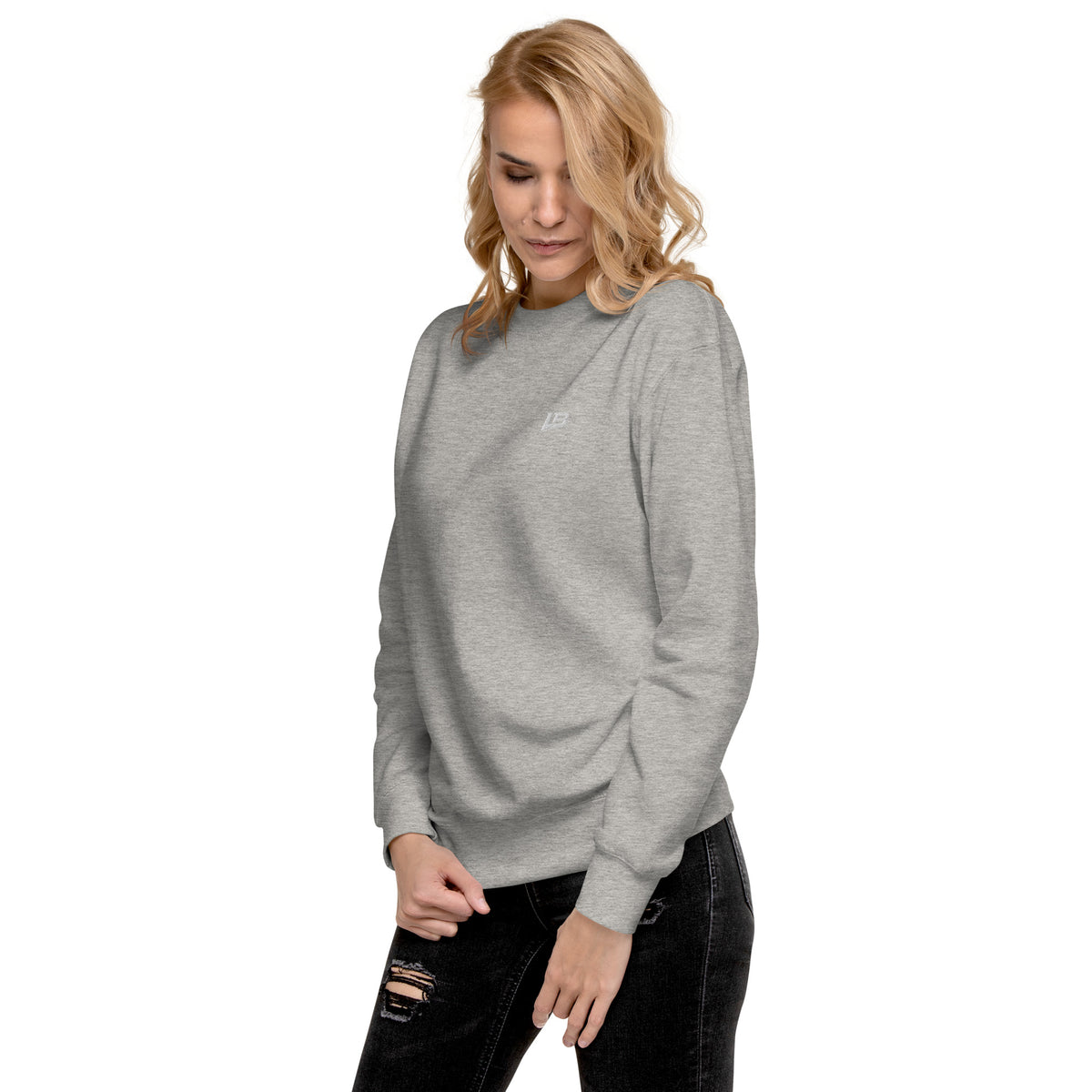 Sweatshirt premium unisexe streetwear LB coloris carbon grey, vue de trois-quarts gauche