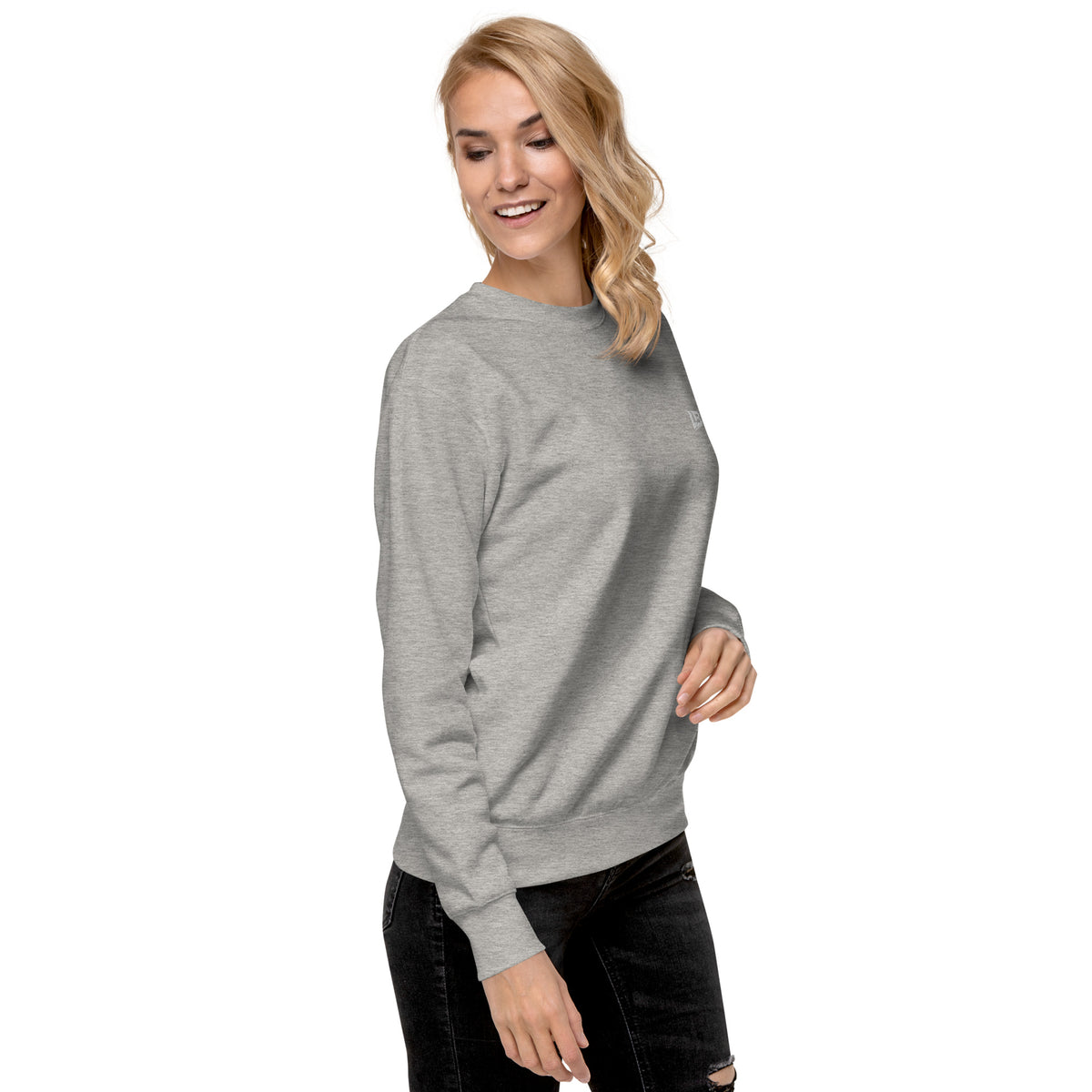 Sweatshirt premium unisexe streetwear LB coloris carbon grey, vue de trois-quarts droit