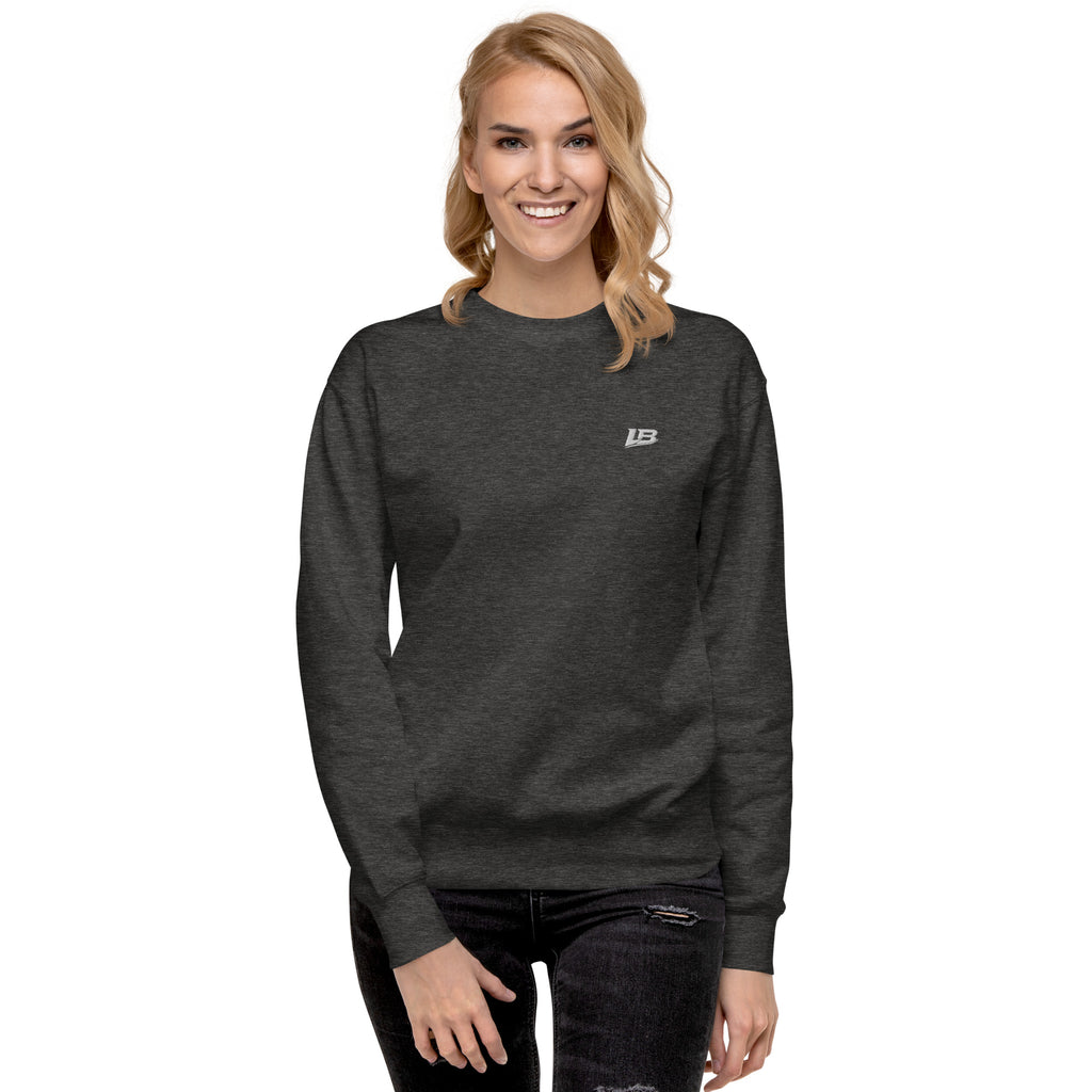 Sweatshirt premium unisexe streetwear LB coloris charcoal heather, vue de face alternative