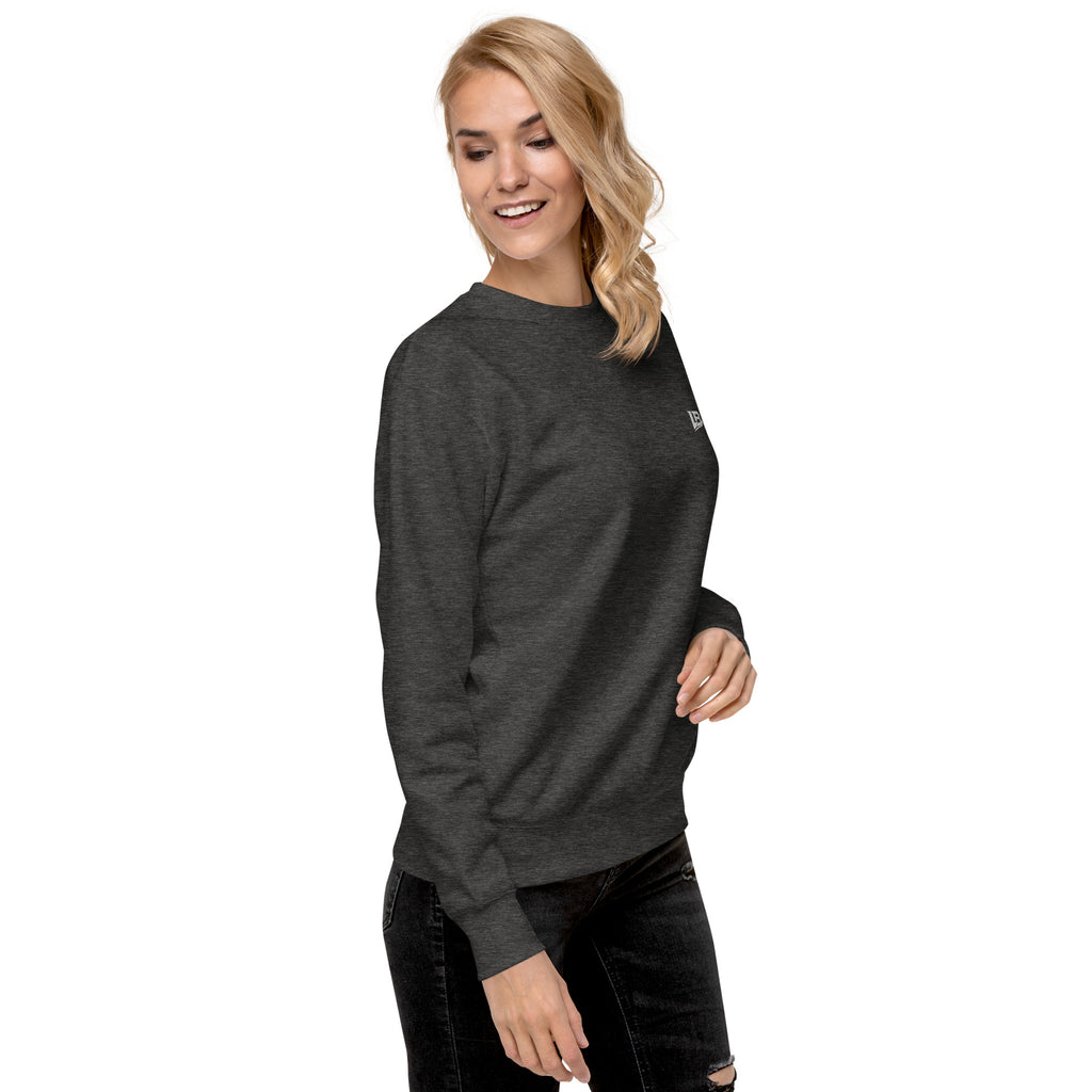 Sweatshirt premium unisexe streetwear LB coloris charcoal heather, vue de trois-quarts droit