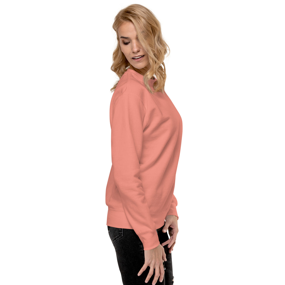 Sweatshirt premium unisexe streetwear LB coloris dusty rose, vue de profil droit
