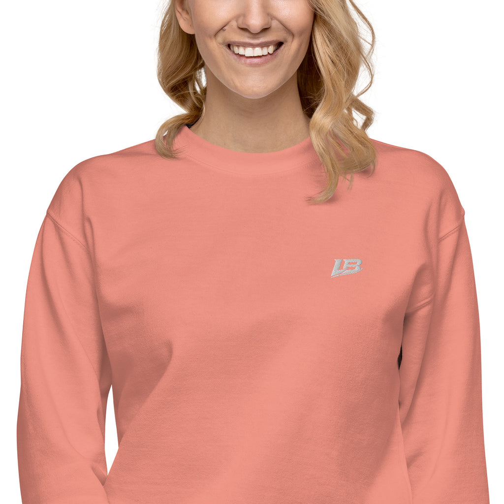 Sweatshirt premium unisexe streetwear LB coloris dusty rose, détail du tissu (vue 2)