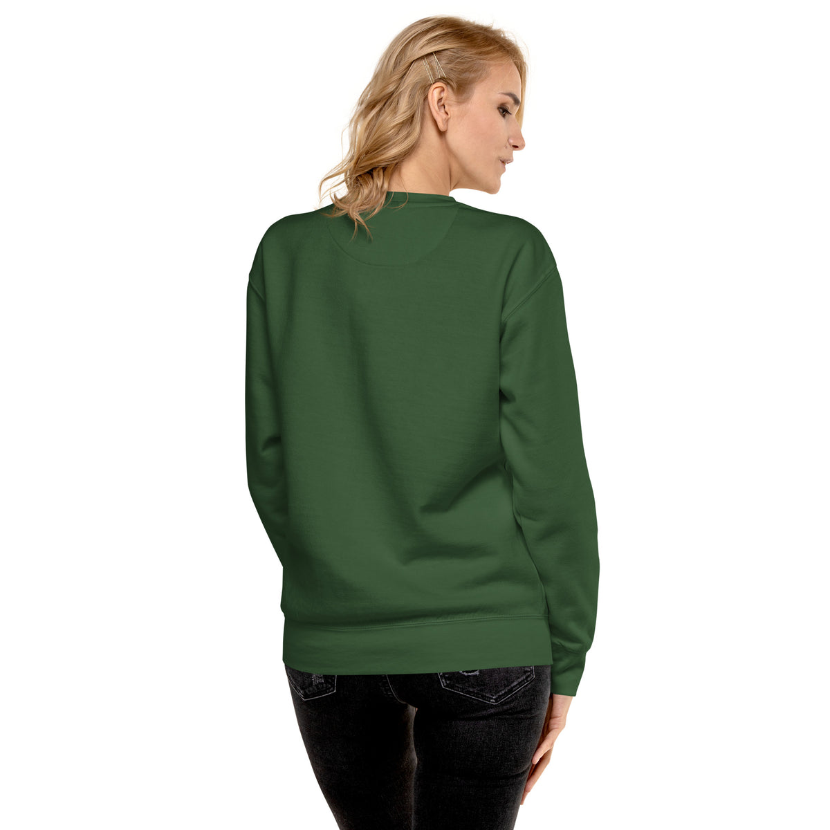 Sweatshirt premium unisexe streetwear LB coloris forest green, vue de dos