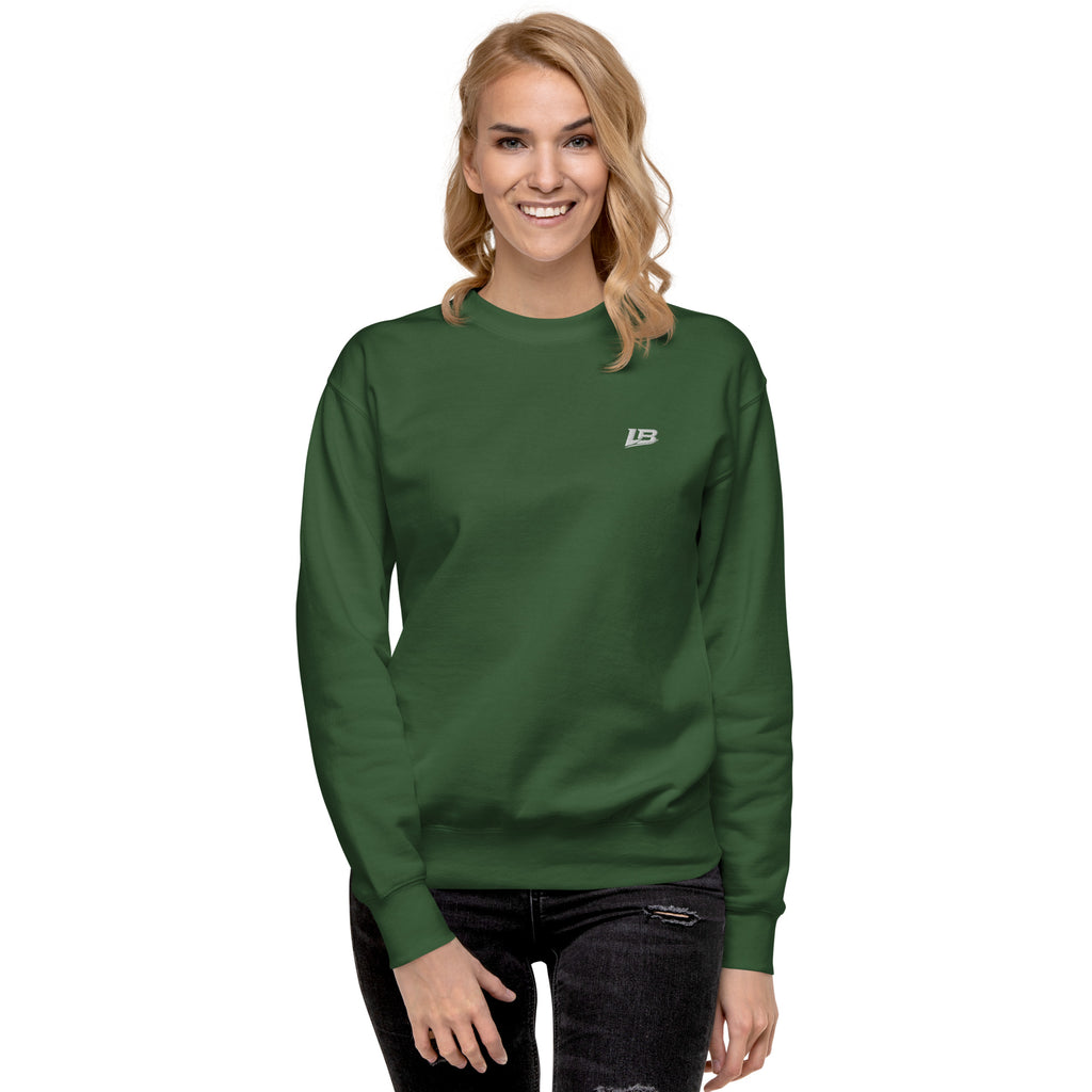 Sweatshirt premium unisexe streetwear LB coloris forest green, vue de face alternative