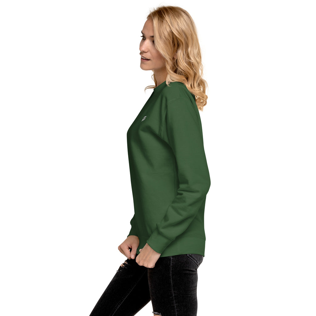 Sweatshirt premium unisexe streetwear LB coloris forest green, vue de profil gauche