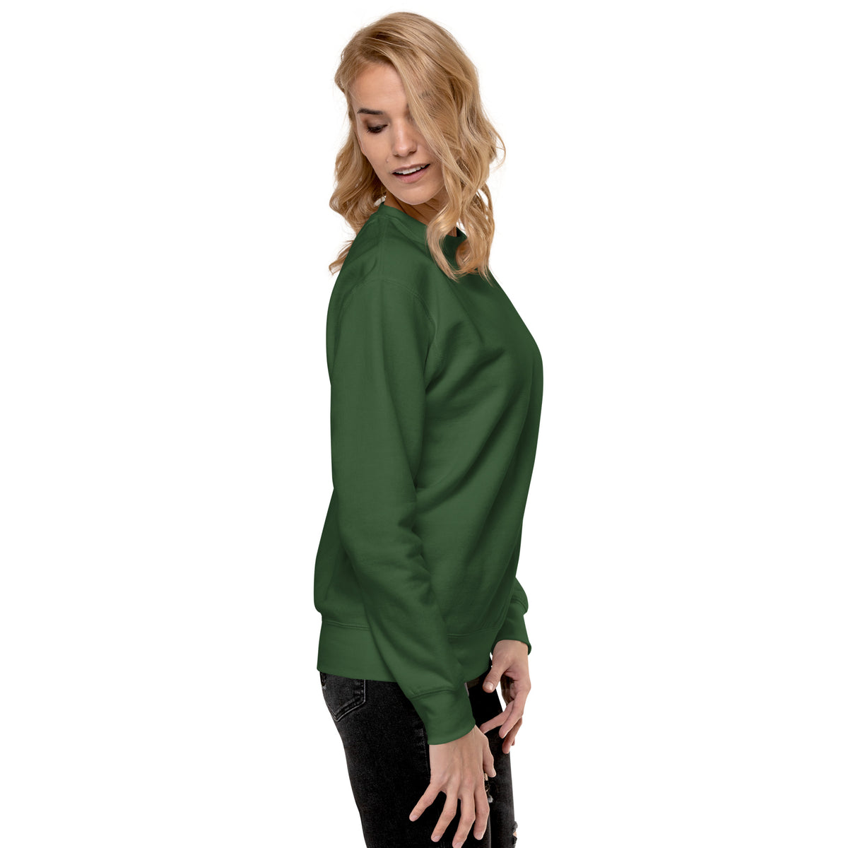 Sweatshirt premium unisexe streetwear LB coloris forest green, vue de profil droit
