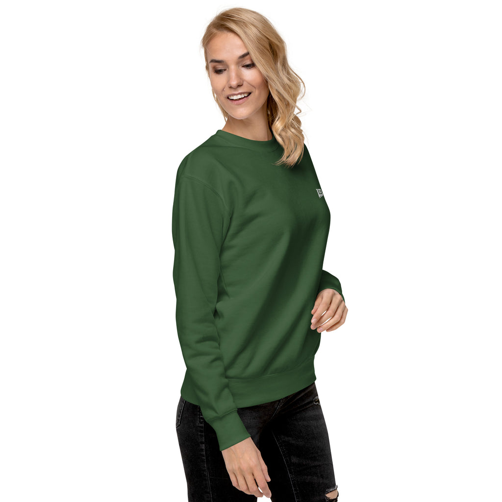 Sweatshirt premium unisexe streetwear LB coloris forest green, vue de trois-quarts droit