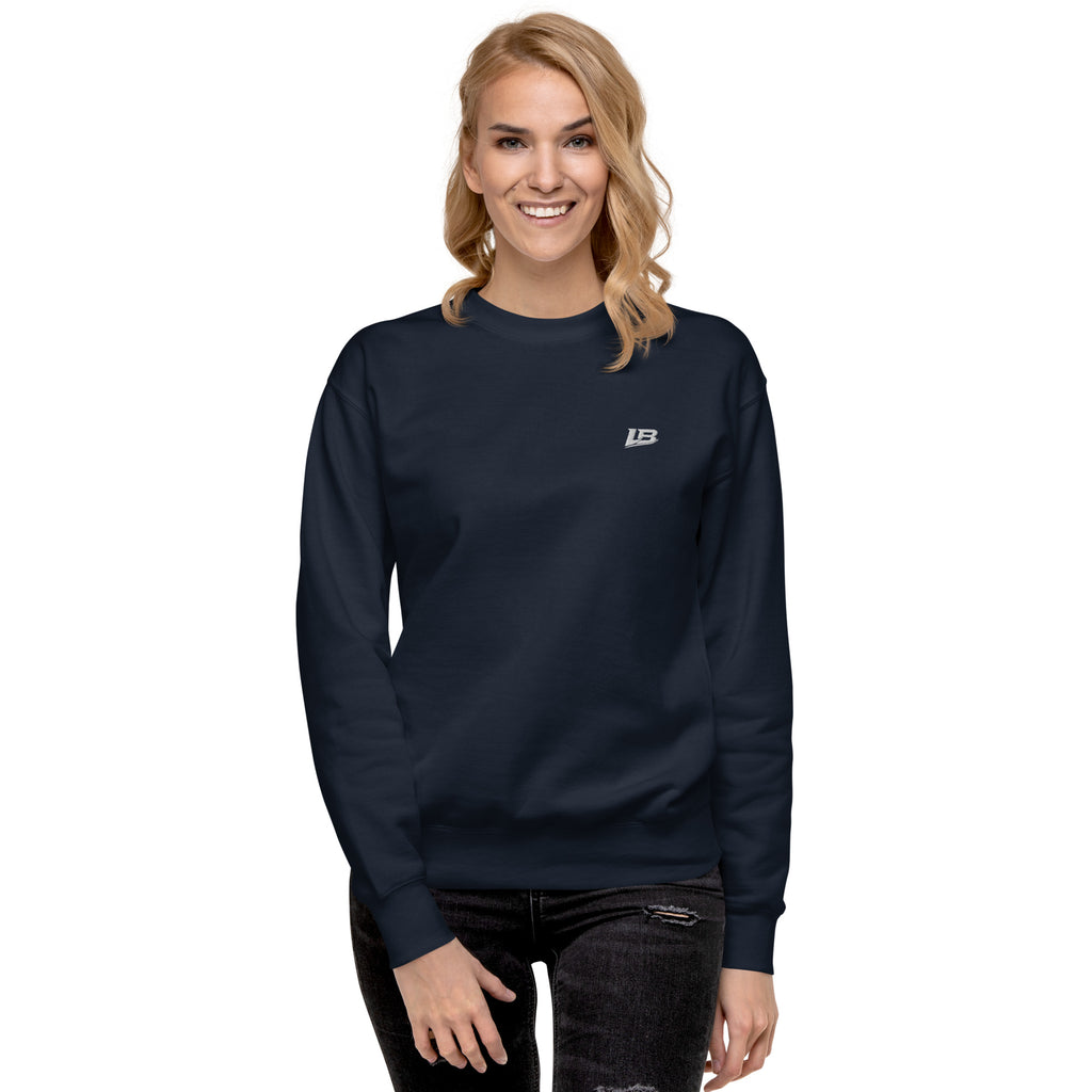 Sweatshirt premium unisexe streetwear LB coloris navy blazer, vue de face alternative