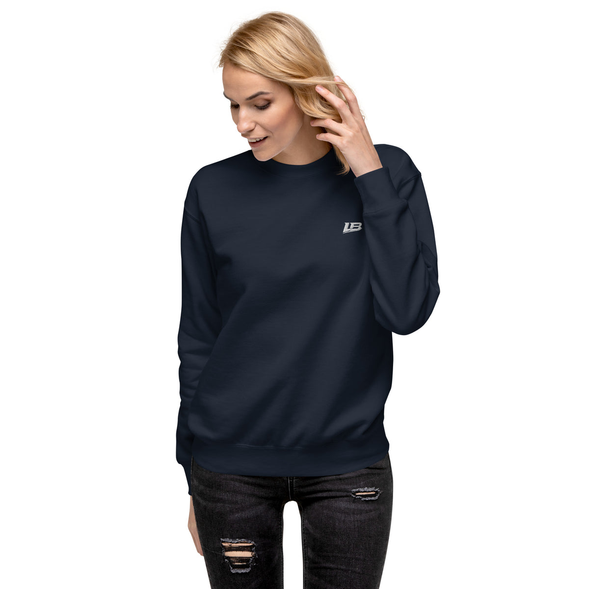 Sweatshirt premium unisexe streetwear LB coloris navy blazer, vue de face