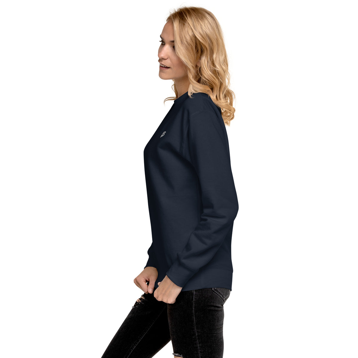 Sweatshirt premium unisexe streetwear LB coloris navy blazer, vue de profil gauche